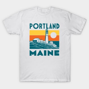 Portland Maine Lighthouse Vintage T-Shirt